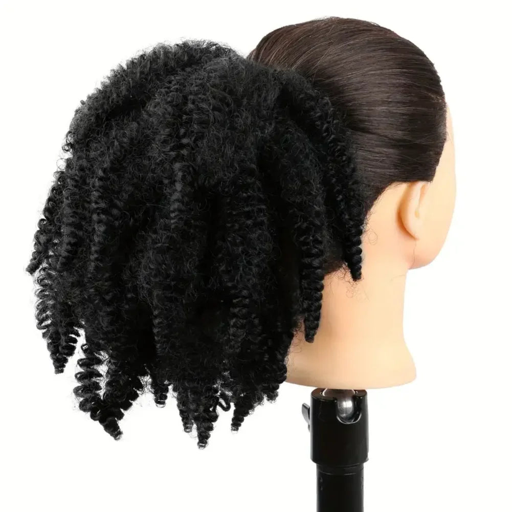 Synthetic Afro Kinky Curly Ponytails for Women Short Synthetic Kinky Curly Draw-string Ponytails Afro Kinky Curly Ponytail Hair