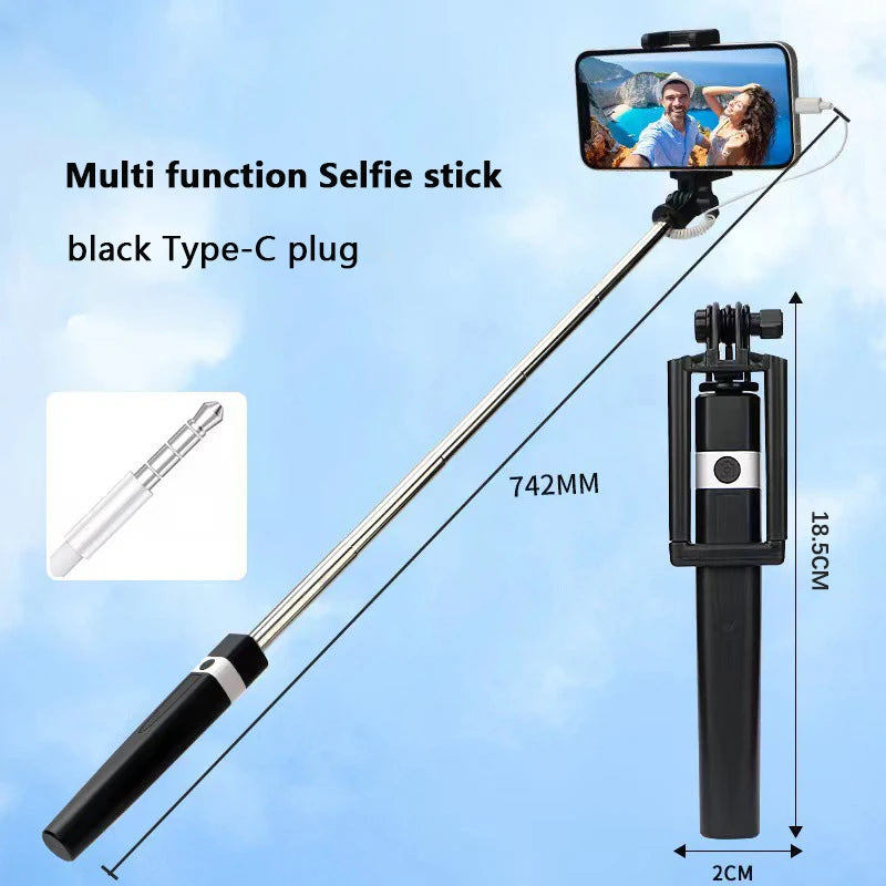 New Wire Controlled Selfie Stick Suitable Type-C Plug Mini Portable Selfie Stick
