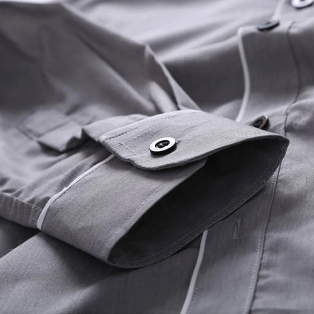 Camisa Formal Casual de Lujo para Hombre Manga Larga Ajustada para Negocios