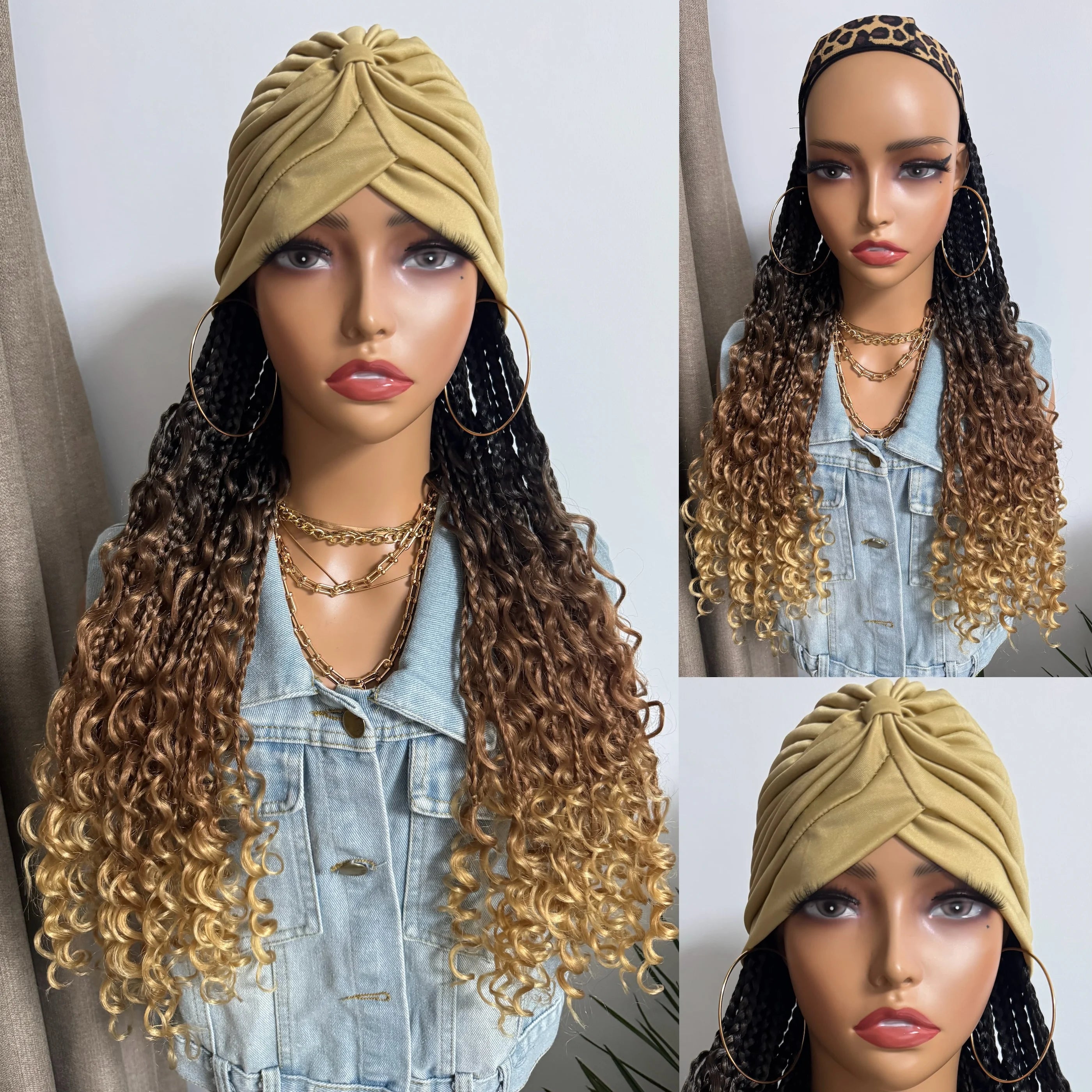 Diadema-peluca de trenzas ombré