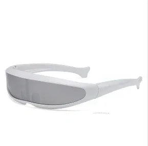 Lunettes de soleil futuristes à visière étroite Cyclope Lunettes de soleil personnalisées Robot spatial Lunettes de soleil à verres mercure monobloc Lunettes de soleil 1 pièce