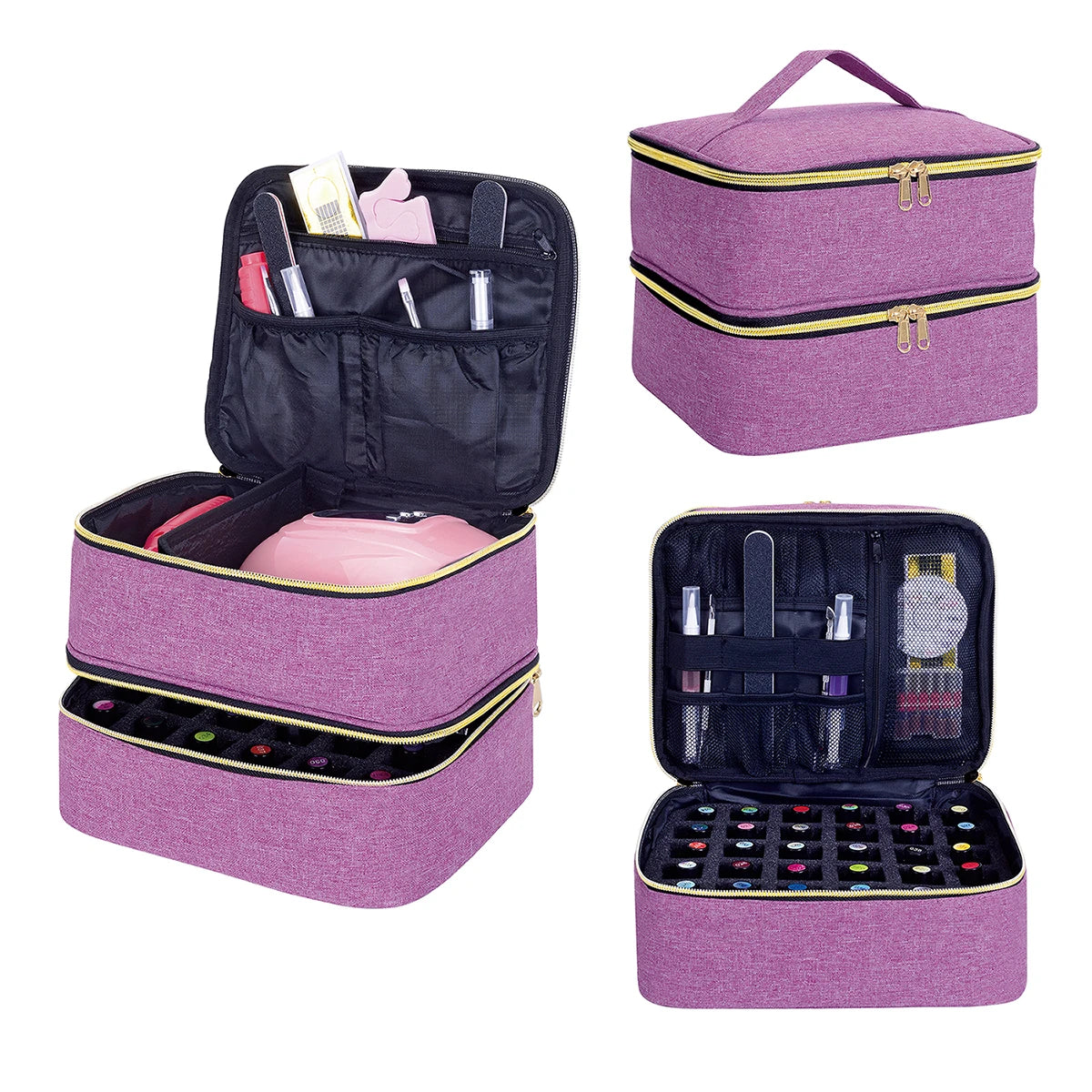 UOZL Neceser doble capa para esmaltes de uñas