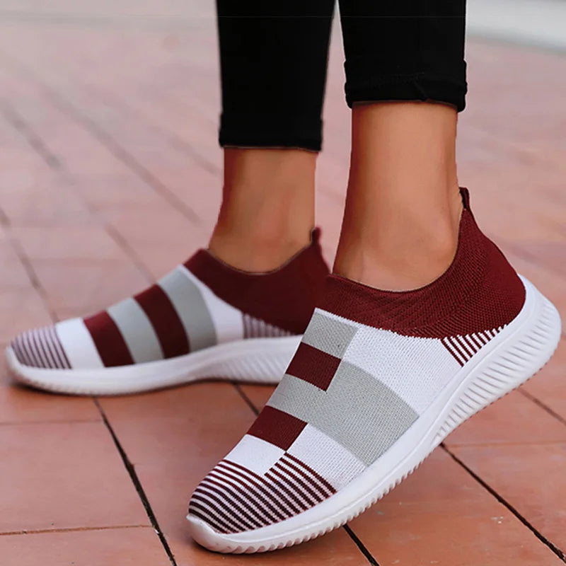Women's Sneaker Mix Color Mesh Sneakers Shoes For Woman Casual Zapatillas De Mujer Slip-on Footwear Flat Women Vulcanize Shoes