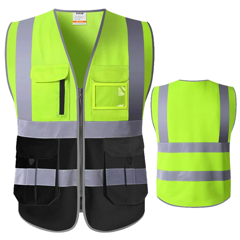 Chaleco Rojo para Hombre Chaleco de Trabajo con Múltiples Bolsillos Ropa de Trabajo de Alta Visibilidad