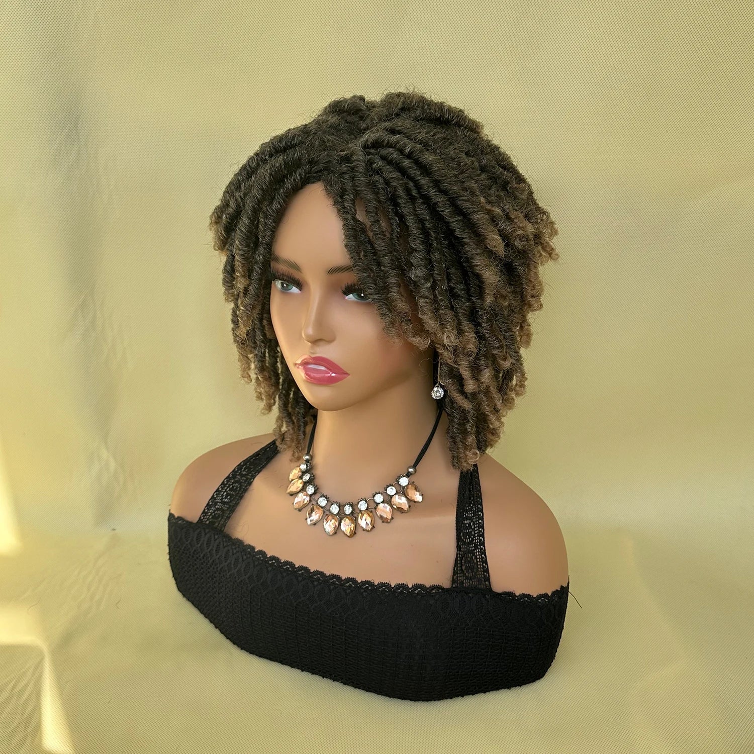 Short Synthetic Dreadlock Wig Afro Crochet Twist Hair Wigs For Black Women Curly Naturel Soft Faux Locs Wig