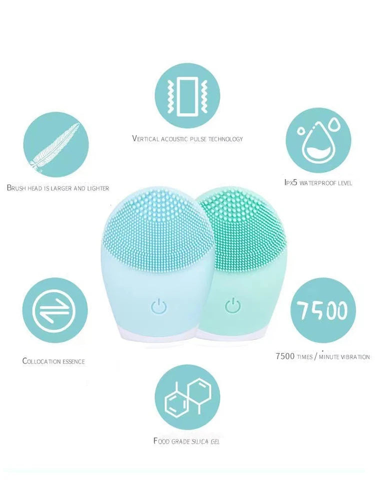 Electric Silicone Facial Cleanser Massager Skincare Massage Tool Beauty Machine Vibration Cleaning Of Pores Self Provided Batter