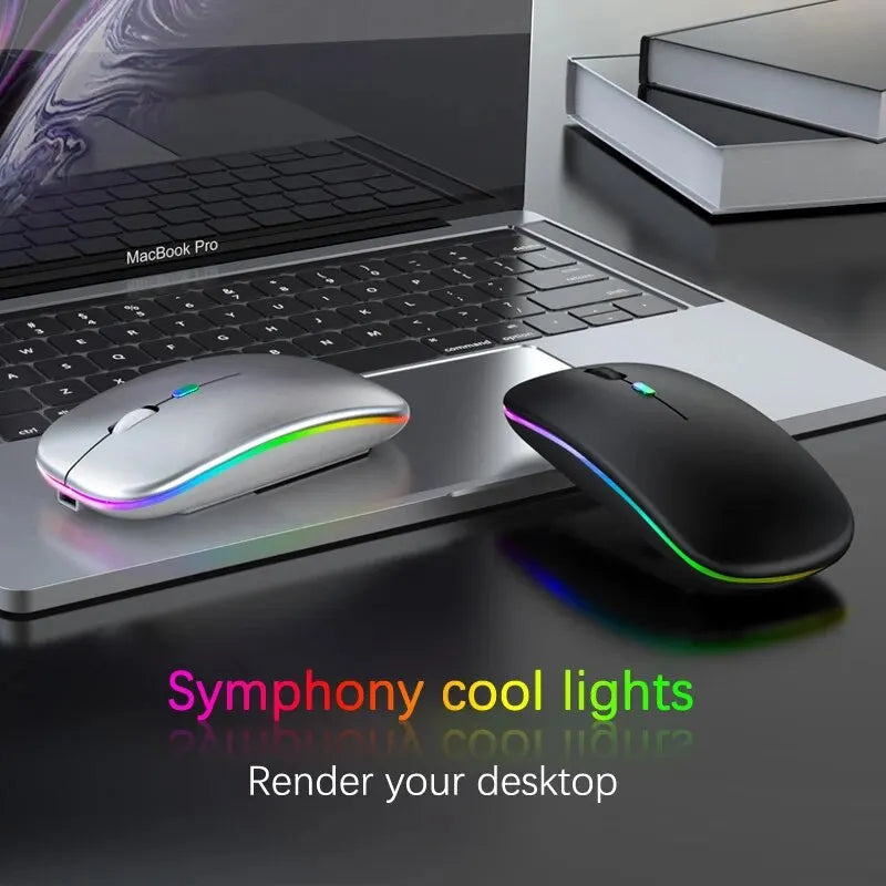 Ratón inalámbrico RGB recargable Bluetooth, ratón inalámbrico para ordenador, ratón para juegos ergonómico retroiluminado LED para portátil PC 3600DPI