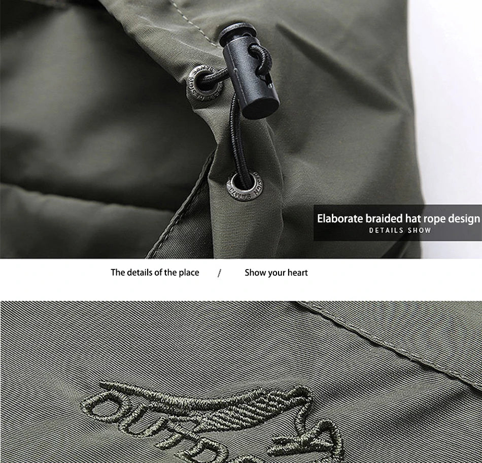 Chaqueta de invierno a la moda con capucha, chaqueta de camping y senderismo, chaqueta informal impermeable para hombre, cortavientos, ropa de abrigo para hombre