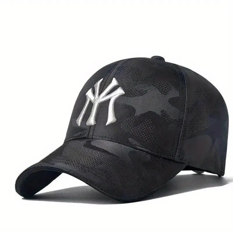 Gorra de béisbol de camuflaje bordada con letras de moda para primavera y otoño, gorra informal ajustable para exteriores, sombrero protector solar
