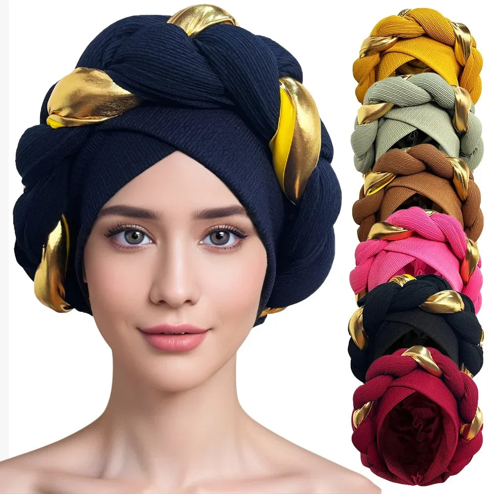 Fashion African Headtie African Autogele Caps Women Turban Muslim Female Head Wraps