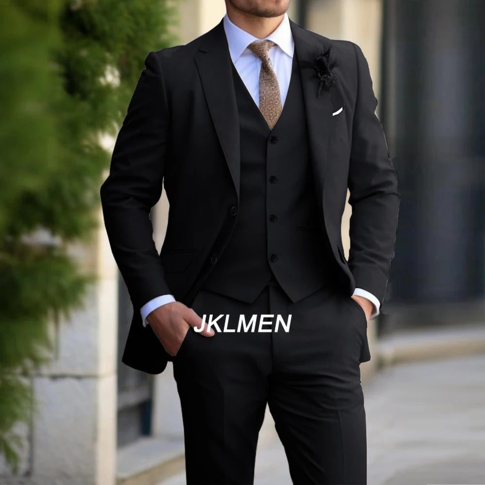 Traje Clásico para Hombre 3 Piezas de Moda Ajustado Blazer Chaleco Pantalones Conjunto Esmoquin Formal de Negocios para Boda Ropa Casual
