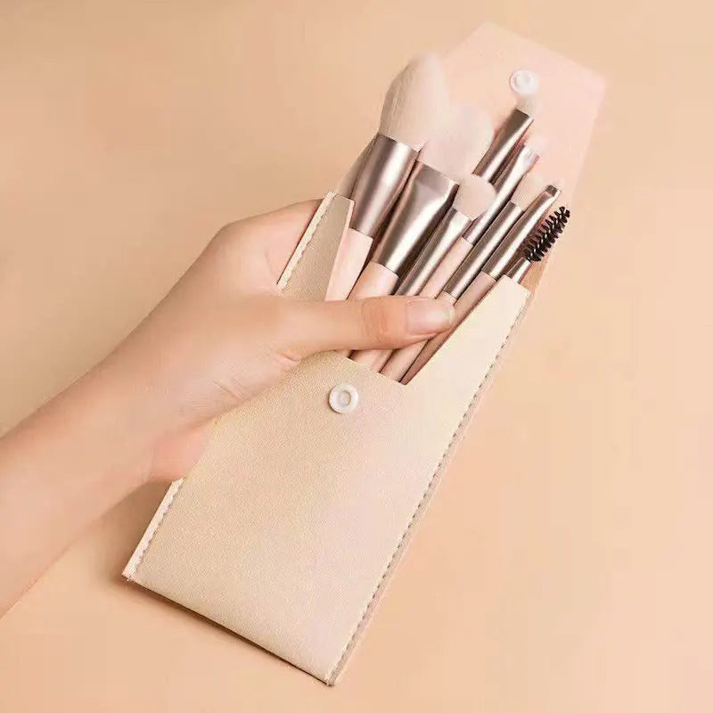 Lot de 8 pinceaux de maquillage portables pour fard à paupières, fond de teint, estompeur, doux et moelleux, pour cosmétiques, anti-cernes, outil de maquillage professionnel
