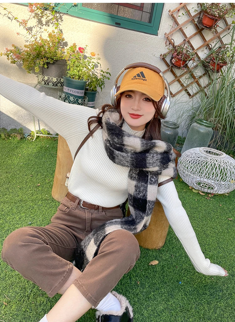 Suéter de otoño invierno para mujer, jerséis, tops de manga larga, ropa, suéter suave de punto delgado, ropa de calle, suéter de cuello alto con botones