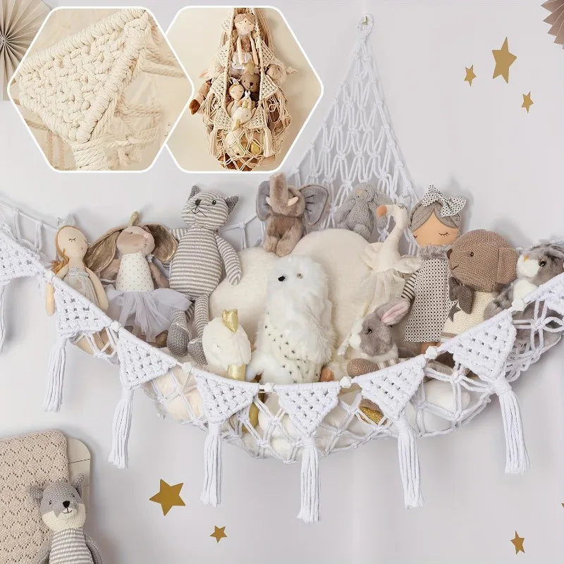 Hamac de rangement pour jouets en peluche - Décorations pour poupées et animaux - Filet de rangement mignon pour peluches à suspendre pour chambre à coucher