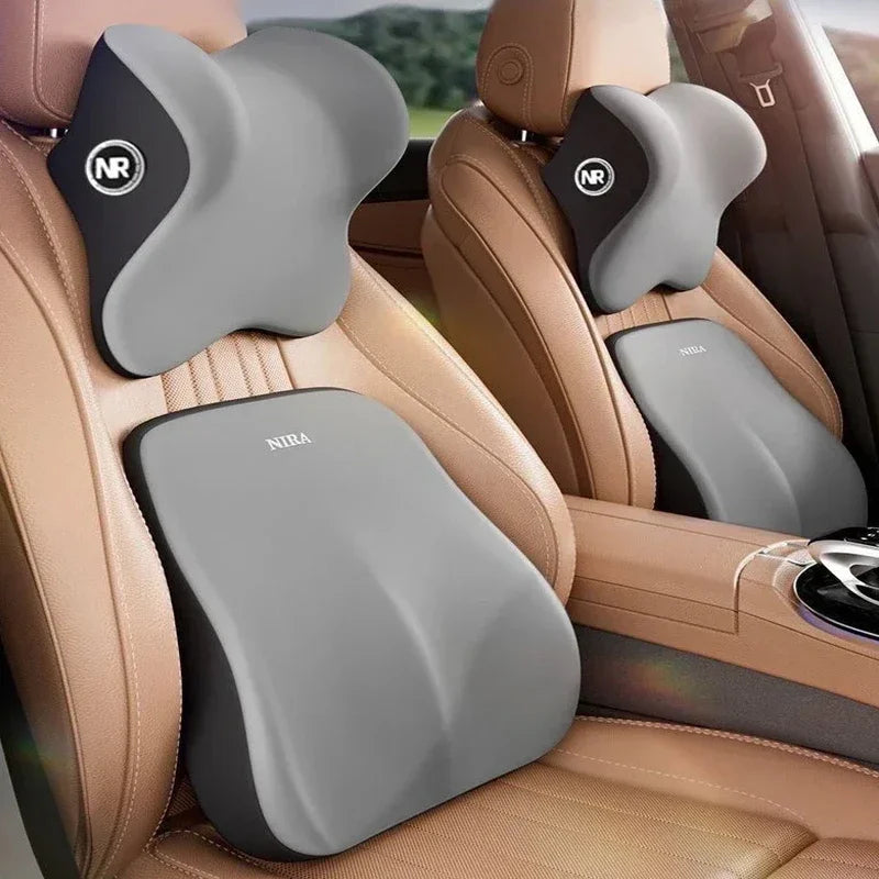 High Quality Memory Cotton Car Neck Pillow Waist Support Pad Headrest Waist Pillow Car Seat Back Cushion Driver Lumbar Cushion