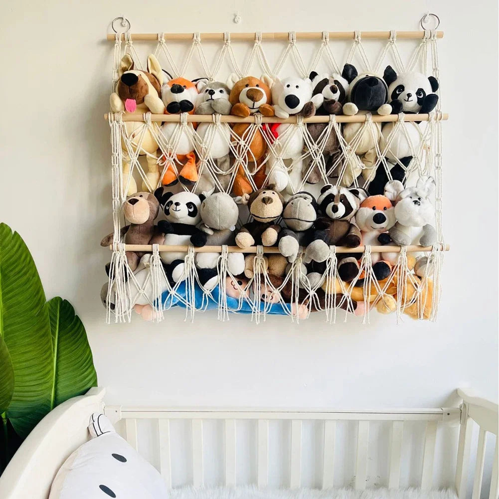 Hamac de rangement pour peluches, filet pour peluches avec crochets de suspension, organiseur de jouets suspendu pour chambre d'enfant