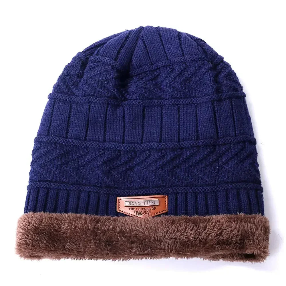 Nuevo gorro de invierno unisex elegante con forro de piel sintética, gorro cálido suave, gorros de invierno gruesos para hombres y mujeres, gorro de punto