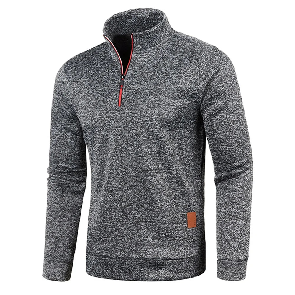 Sudadera de hombre, primavera, más gruesa, tipo pulóver, con media cremallera, para hombre, sudadera con capucha, sudadera de exterior, otoño, color liso, cuello alto