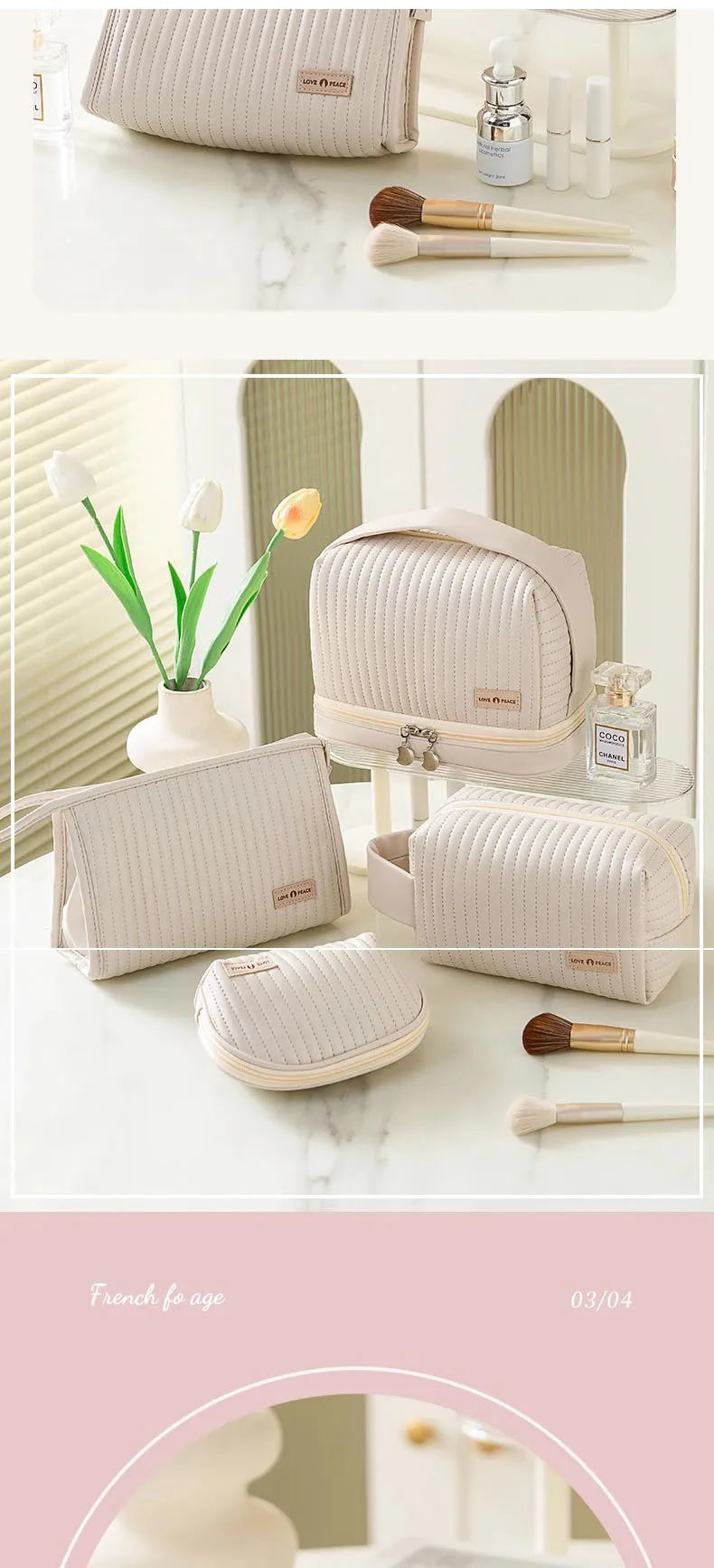 Bolsa de maquillaje de gran capacidad, estuches de cosméticos para mujer, organizador de maquillaje, neceser de belleza portátil, artículos de viaje esenciales, neceser de aseo.