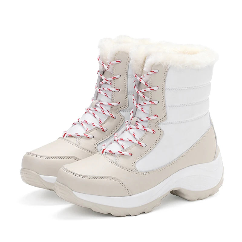 Bottes de neige pour femmes, nouvelles chaussures à plateforme pour femmes, bottes plates pour garder au chaud, bottes décontractées en peluche, chaussures d'hiver pour femmes