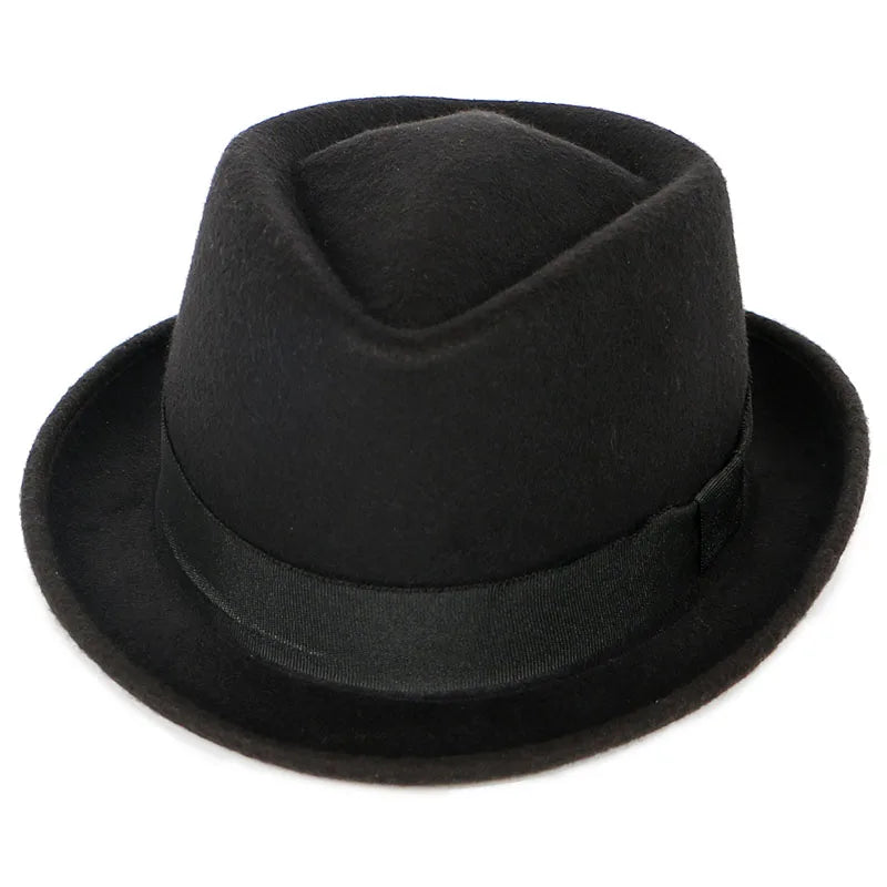 Sombrero Fedora Clásico para Hombre, Moda Otoño 2025, Invierno Sólido, Manga Corta, Fedora, Sombreros Jazz, Gorra de Fieltro Negra para Mujer/Caballero