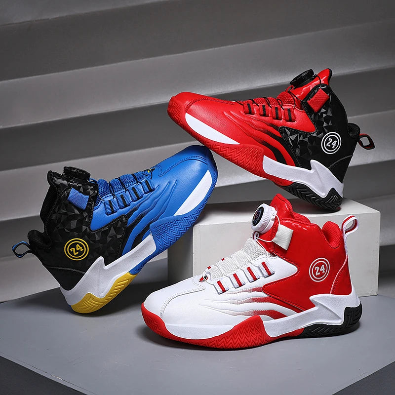 Zapatillas de baloncesto para niños con hebilla giratoria