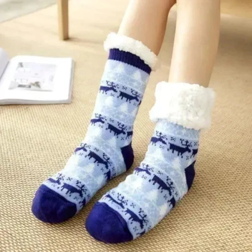 Fuzzy Thermal Sock Women Winter Warm Funny Bear Sheep Cute Kawaii Non Slip Cartoon Sleeping Soft Comfy Female Floor Slipper Sock