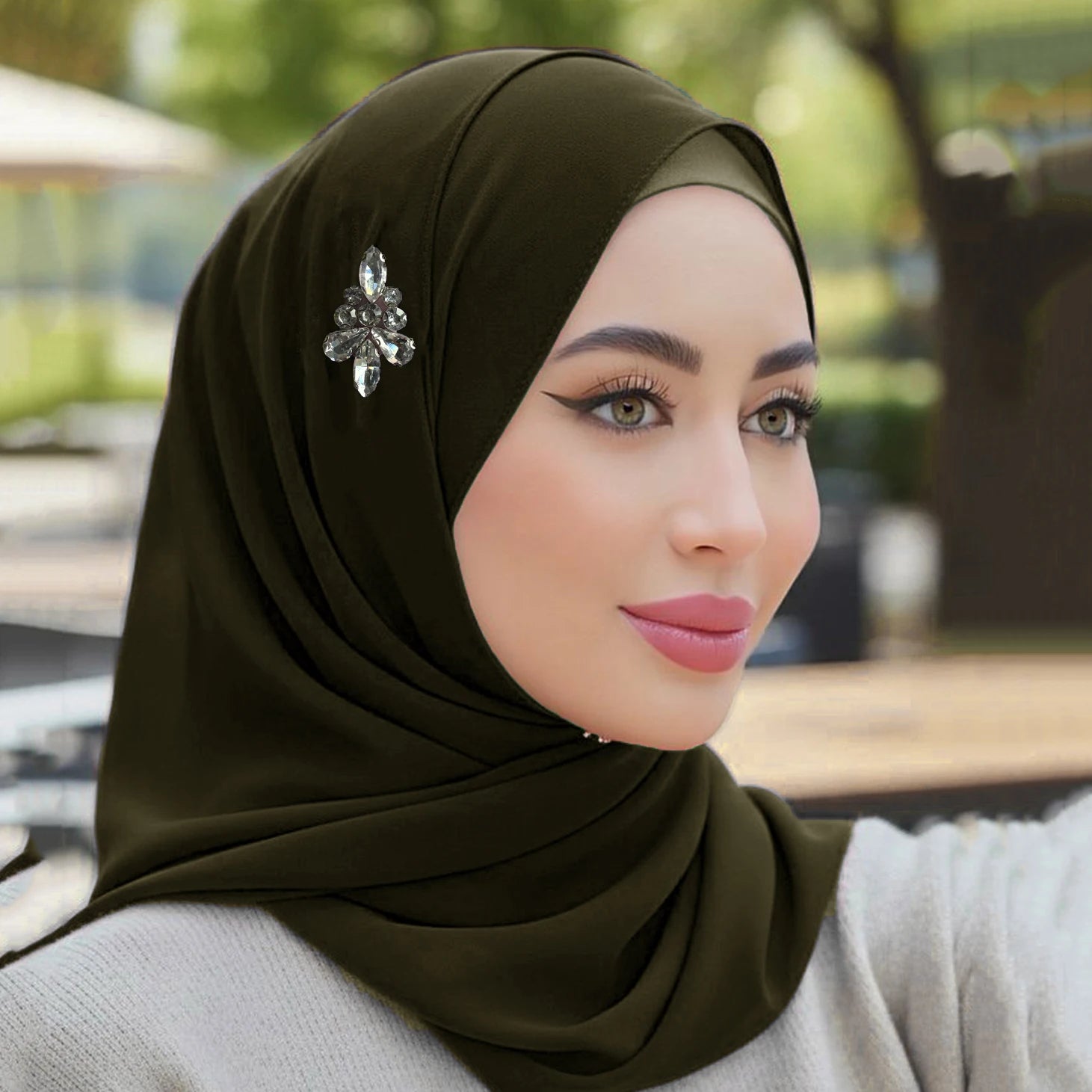 Rhinestone Chiffon Hijab