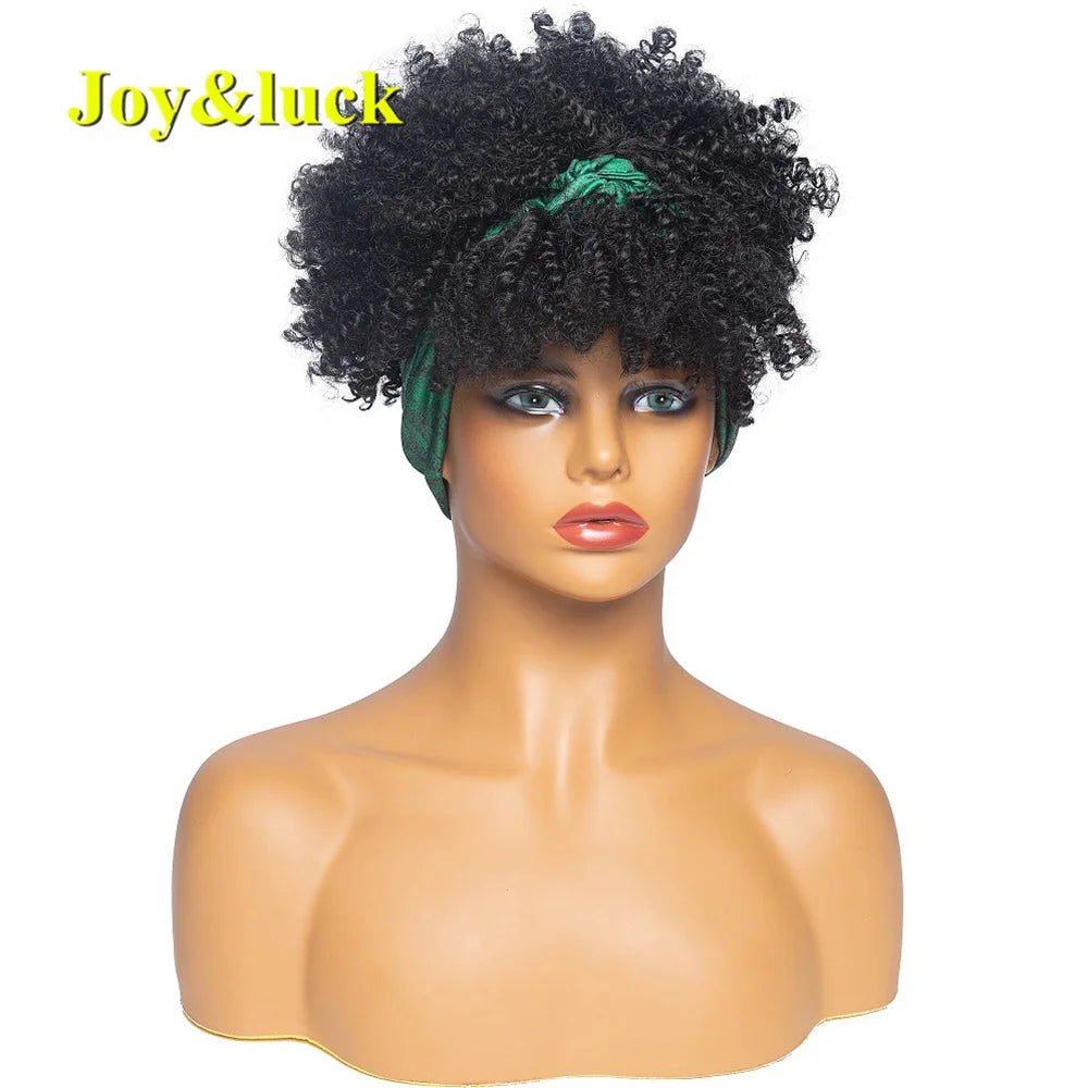 Burgundy Afro Curly Headband Wig