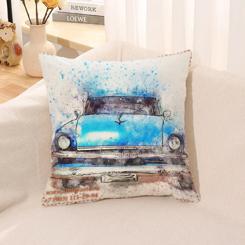 Cushion Cover Watercolor Car Pillow Room Decor Case