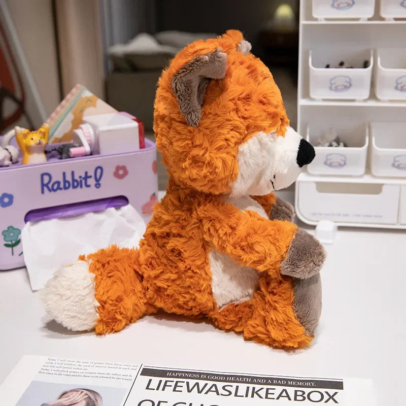 Animales de peluche Kawaii, mapache de peluche, zorro encantador, lindo perezoso suave, almohada para niñas, niños, bebés, regalo de cumpleaños