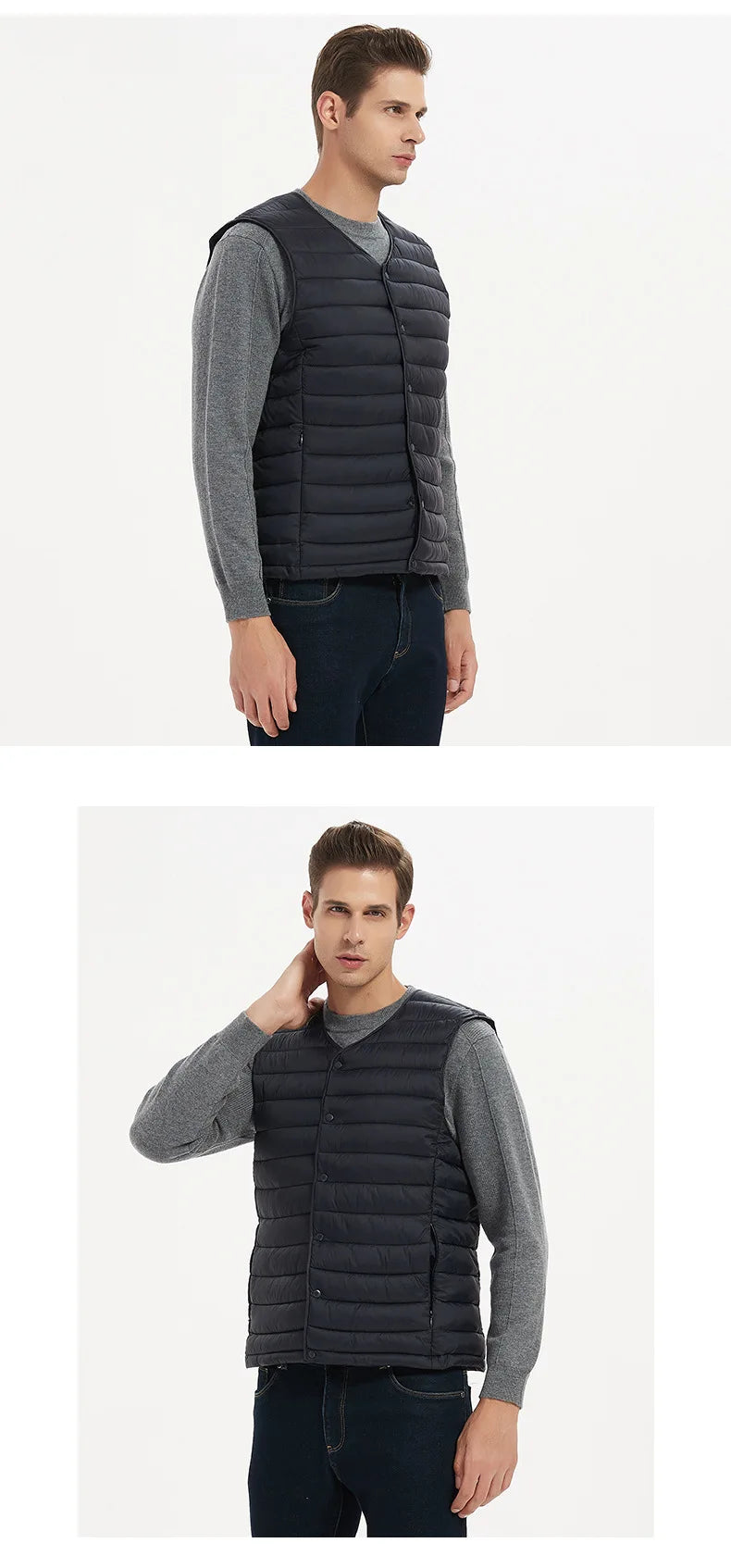 Men Vest Jacket Warm 2024 Autumn Winter Casual Sleeveless Coats Down Cotton Waistcoat Solid Color Male Buttons V-neck Outerwear