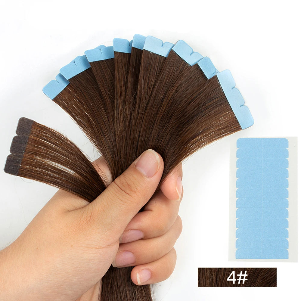 Mini Tape in Human Hair Extensions Machine Remy Adhesive Seamless Tape In Hair Straight Hair Extensions 10pcs/pack 12-24 Inches