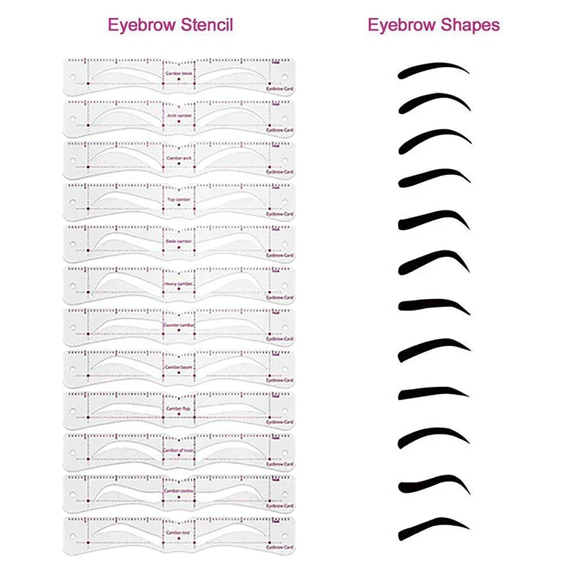 12-Style Reusable Eyebrow Stencil Set
