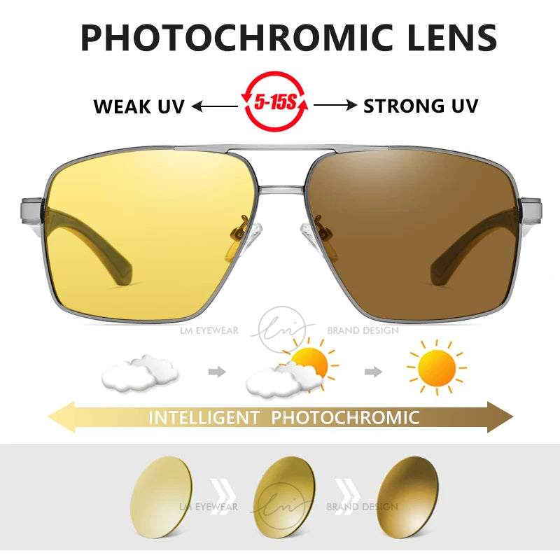 Intelligent Photochromic Sunglasses Men Polarized Night Vision Goggle Women Anti-Glare Driving Cycling Outdoor Sport Glasses