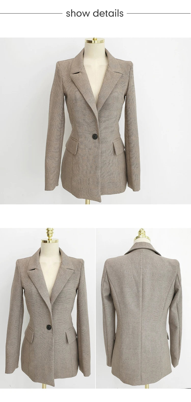 Mote Vår Høst Formelt 3-delt antrekk Dresser Dameklær Pendlerdress Topper Frakk Blazer Vest Lange Bukser Buksesett