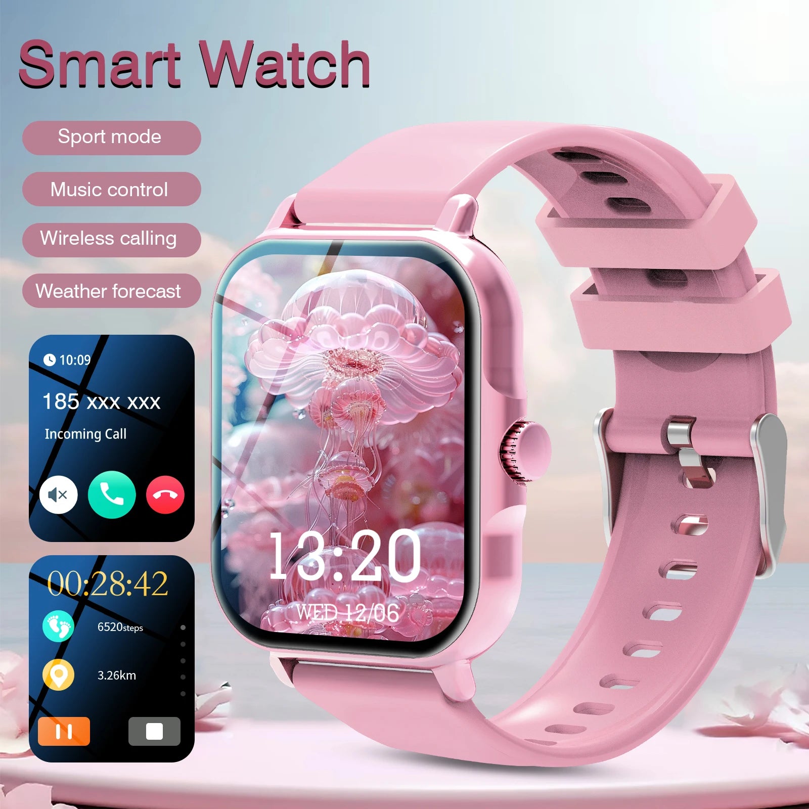 Reloj inteligente, para hombres y mujeres, llamadas inalámbricas, monitor de actividad, pantalla de 2.01 pulgadas, reloj inteligente deportivo