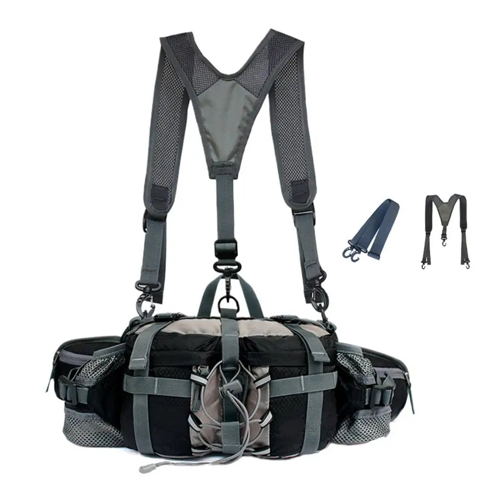 Sac banane de randonnée avec 2 porte-bouteilles d'eau, sac banane d'extérieur, sac à dos de cyclisme étanche, sangle réglable, sac de rangement pour le sport