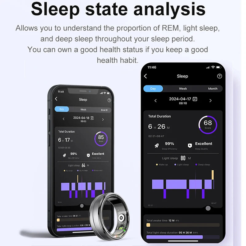 For Samsung Galaxy R06 Smart Ring Men IP68 Waterproof Heart Rate Blood Oxygen Sleep Health Monitor Sport Fitness Health Ring