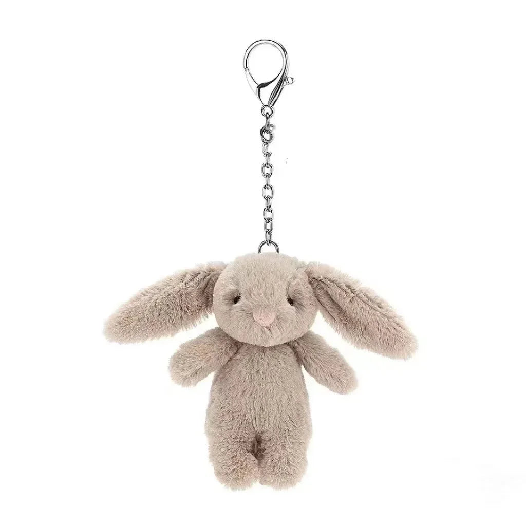 Porte-clés lapin en peluche, mignon, dessin animé, pompon, bibelot, jouet, sac, voiture, téléphone portable, pendentif, bijoux, cadeau