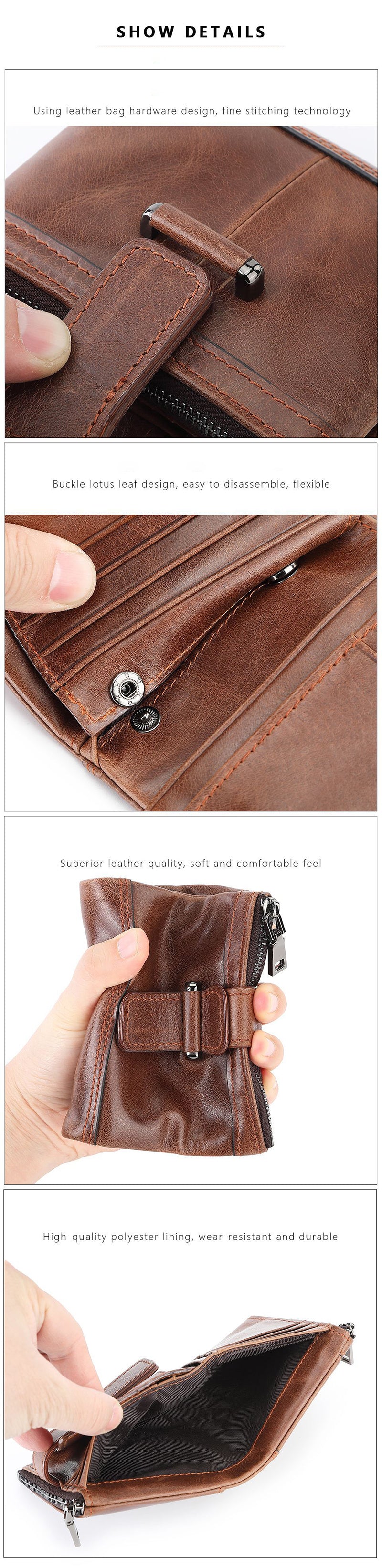 Cartera de lujo de diseño para hombre, carteras de hombre de cuero genuino, RFID de alta calidad, monedero para hombre, tarjetero, carteras vintage