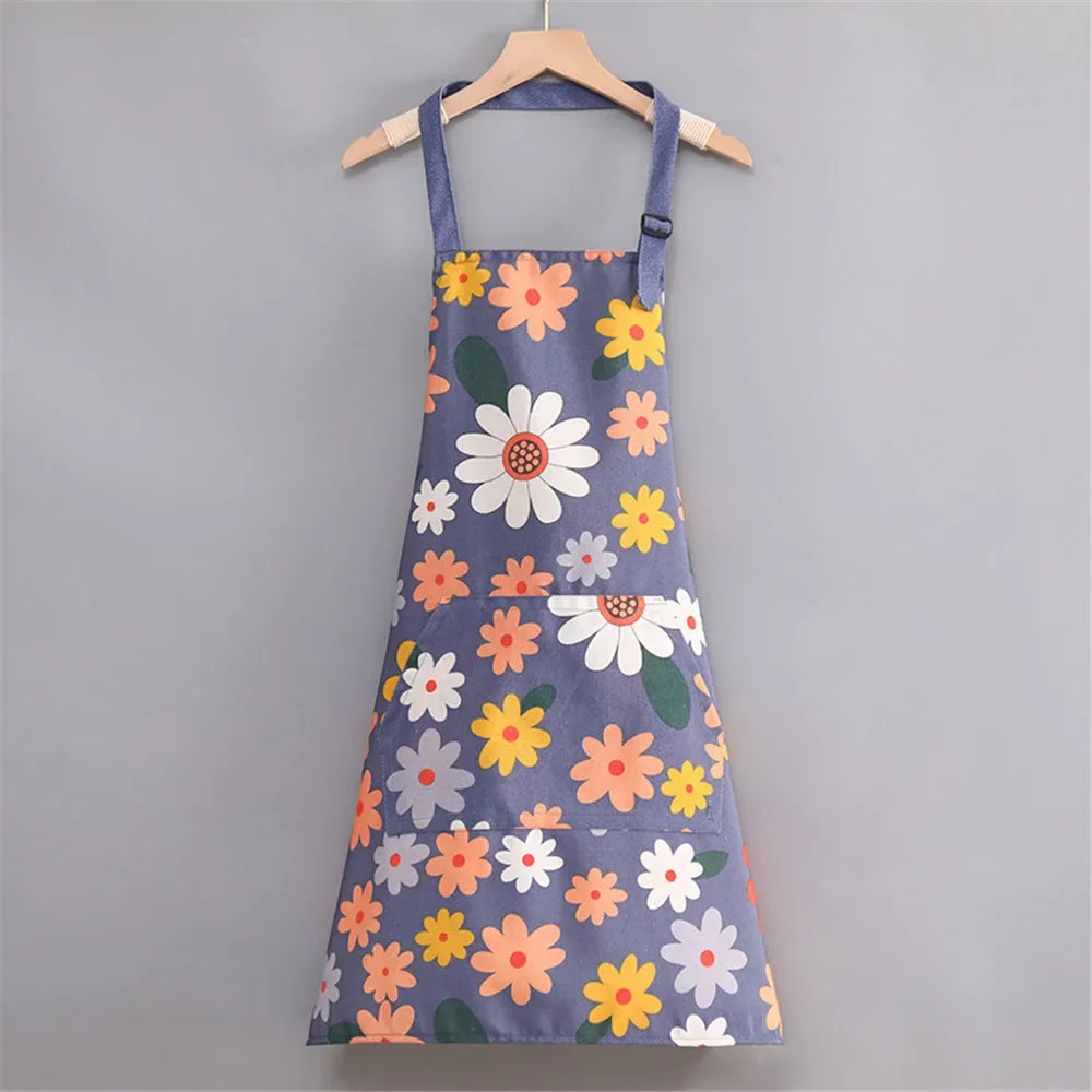 1 ud. Delantal de moda de tela de algodón, impermeable, engrosado, resistente a la suciedad, delantal de cocina y ropa de trabajo para el hogar, ropa de trabajo de jardinería