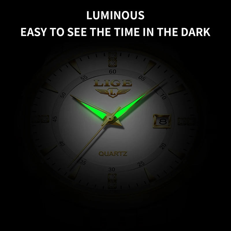 LIGE Nuevos Relojes Impermeables de Mujer Moda Reloj de Pulsera para Mujer Reloj de Cuarzo de Lujo de Marca Superior con Fecha para Mujer Relogio Feminino