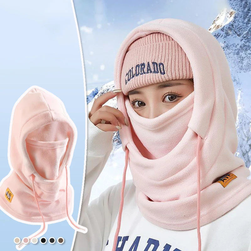 Bonnet d'hiver chaud avec masque et cache-cou, cagoule coupe-vent 4 en 1 pour hommes et femmes, cyclisme, protection contre le froid