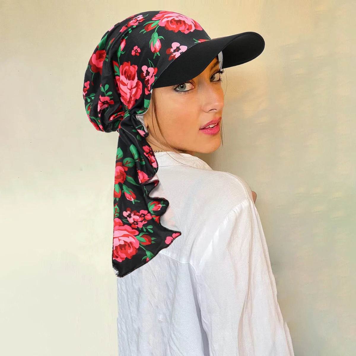 Floral Hijab Visor Cap