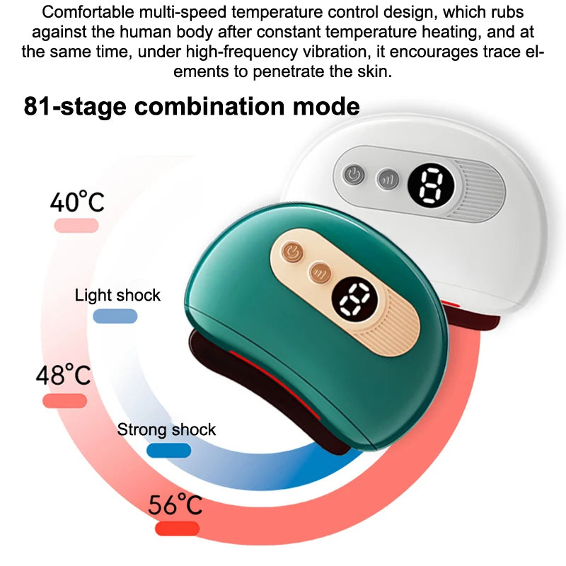 USB Electric Guasha Massager Hot Stone Heating Vibration Scraping Board Neck Back Massage Face Skin Gua Sha Facial Lifting Tools