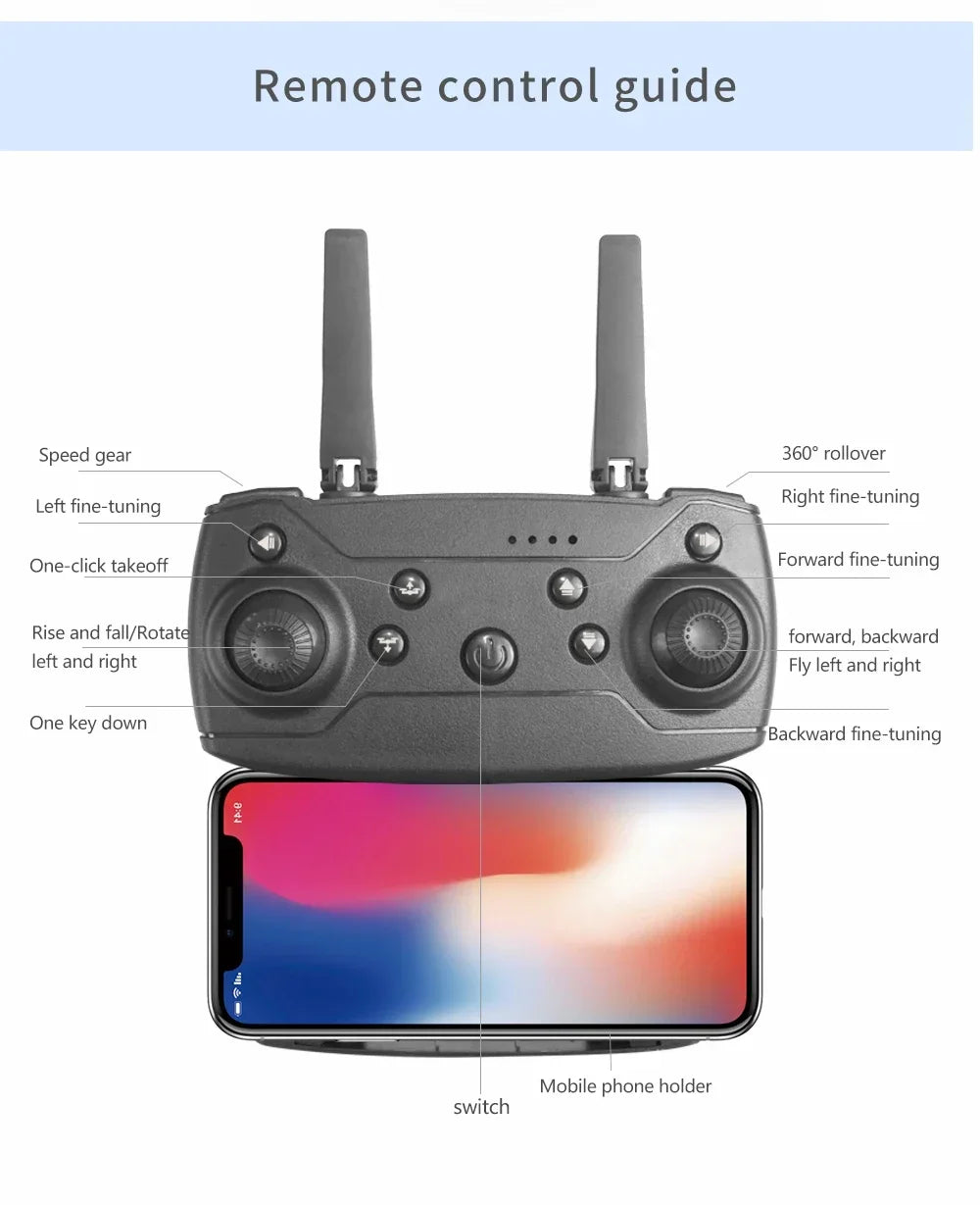 Dron profesional mini de control remoto E88 4K HD con cámara aérea WiFi FPV, cuadricóptero plegable, helicóptero RC, juguete para niños, regalo