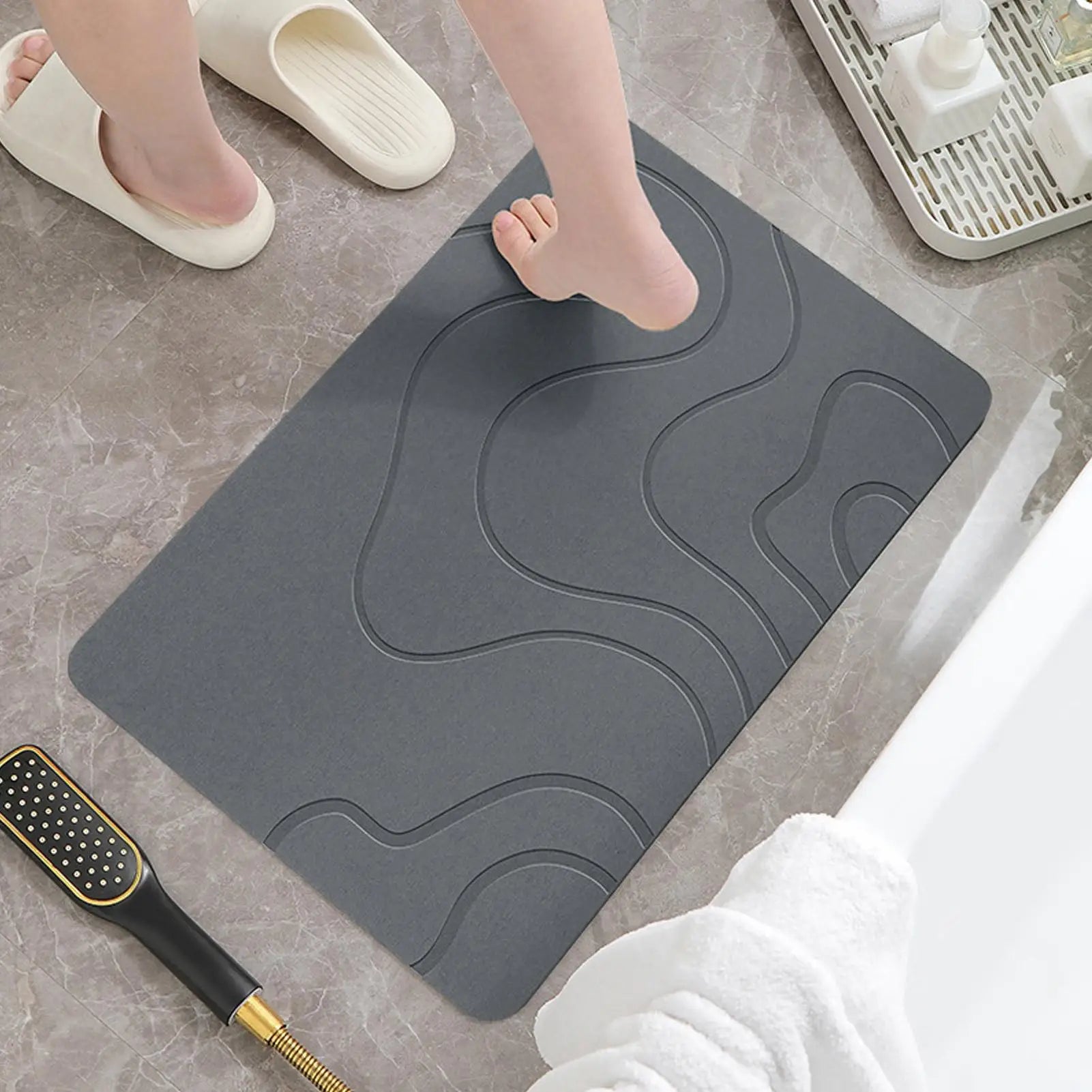 Alfombrilla de piedra para secado de baño, alfombrilla blanda de barro de diatomeas, alfombrilla antideslizante para puerta de inodoro, alfombrilla de ducha de piedra de diatomeas de secado rápido con absorción de agua