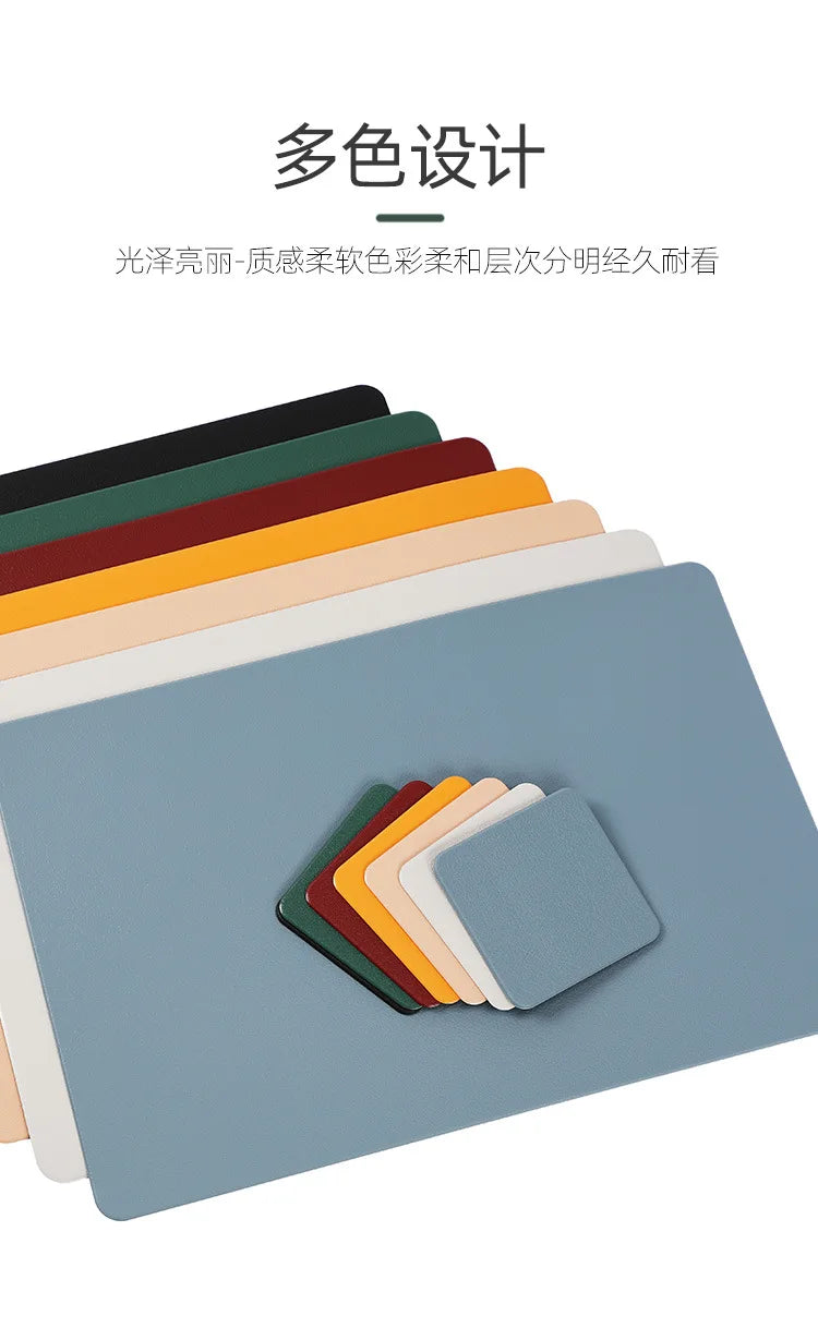 Manteles Individuales de 4 Piezas de 30x45cm, de PU, Limpiables, Impermeables, Resistentes al Calor, Antideslizantes, Fáciles de Limpiar, de Color Sólido para Cocina y Comedor