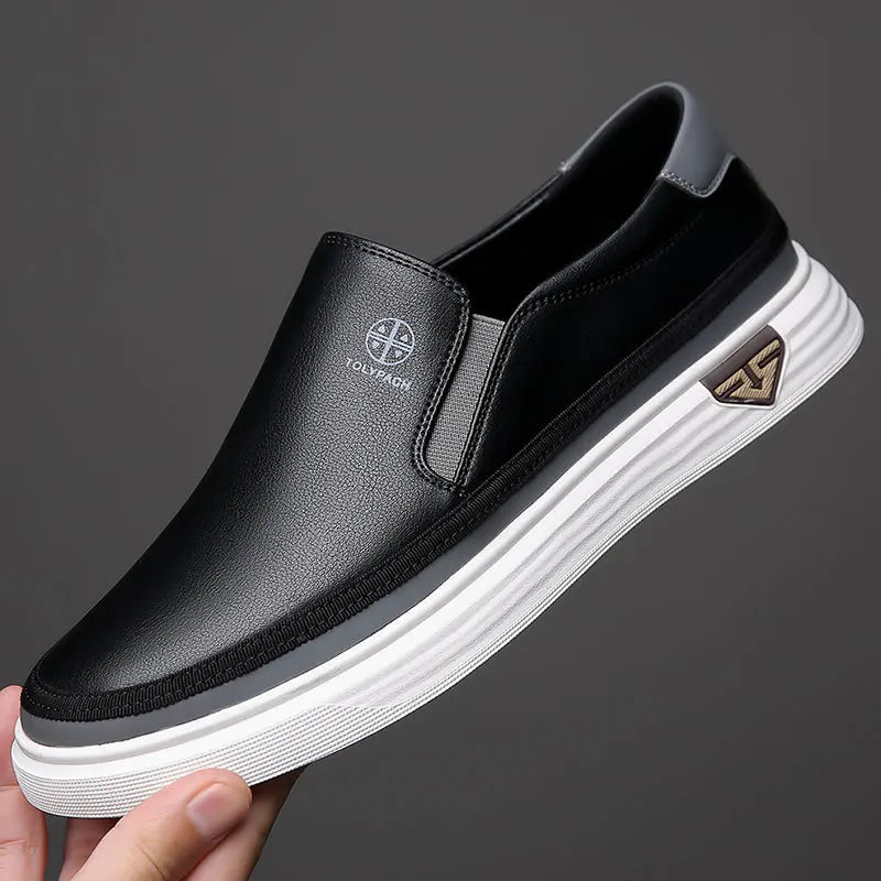 Men’s Genuine Leather Slip-On Sneakers